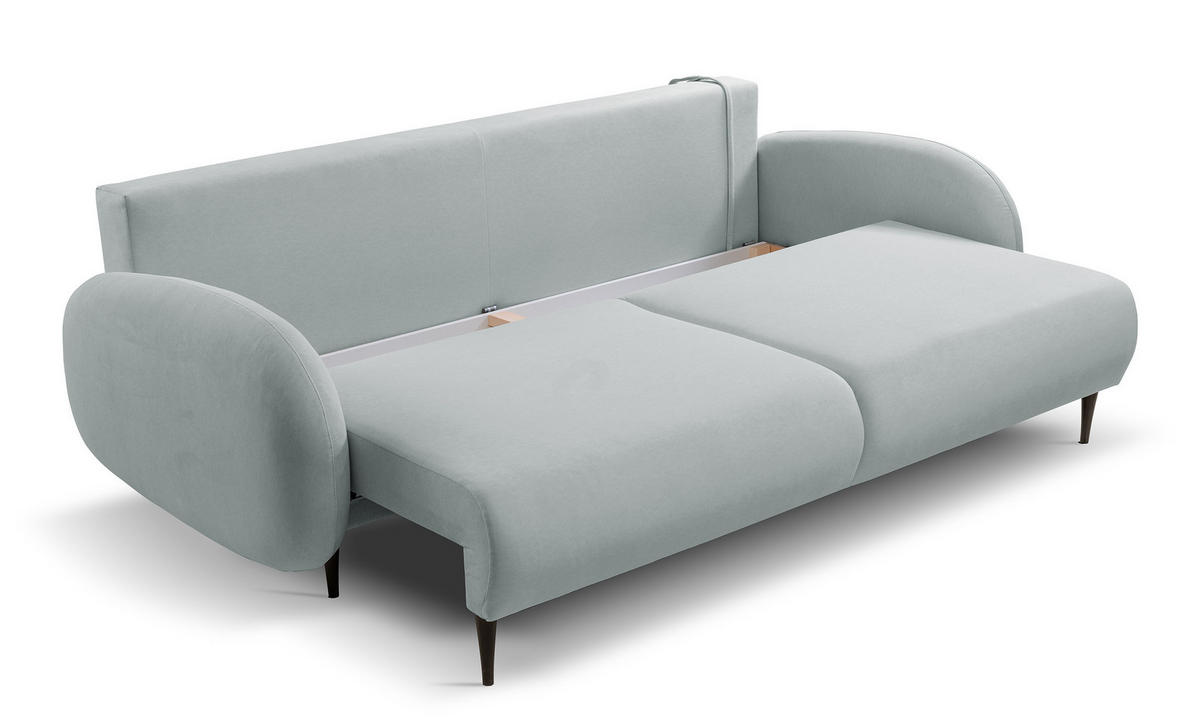 SCHLAFSOFA Bafra Grau Velours - Schwarz/Grau, Holz/Textil (232/92/102cm) - Selsey