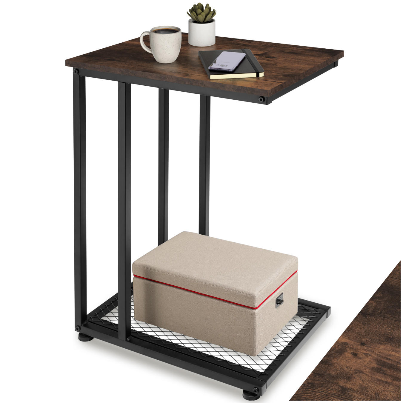 BEISTELLTISCH Eton,48 x 35 x 66 cm,Industrial Holz dunkel, rustikal - Rostfarben, Holz (48/35/66cm) - tectake