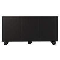 KOMODA Adel se 3 dvířky a kulatými nožkami, 154 cm, bezúchytková, černá - černá, kompozitní dřevo (154/81/38cm) - Beautysofa