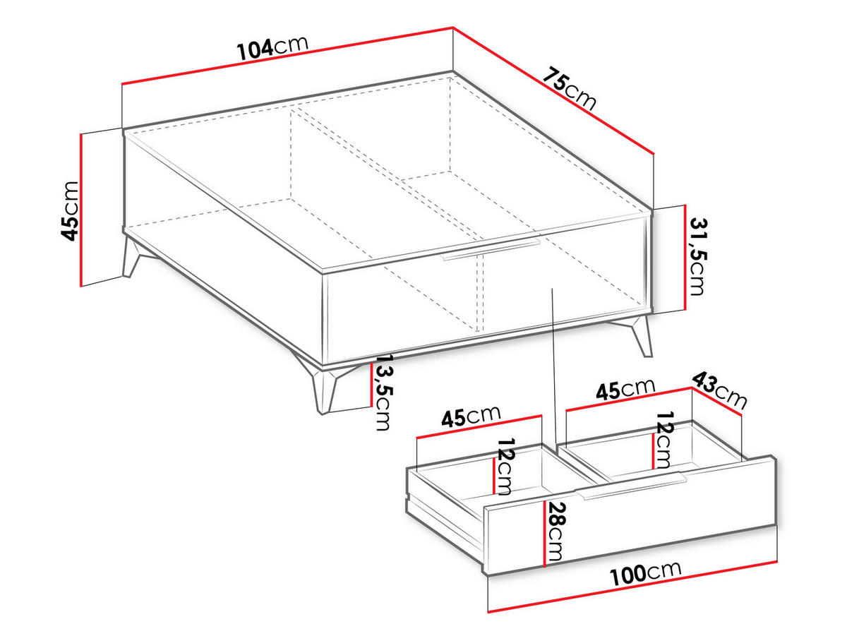 COUCHTISCH Xylix 1SZ - Beige/Goldfarben, Holzwerkstoff/Metall (75/104/45cm) - MIRJAN24