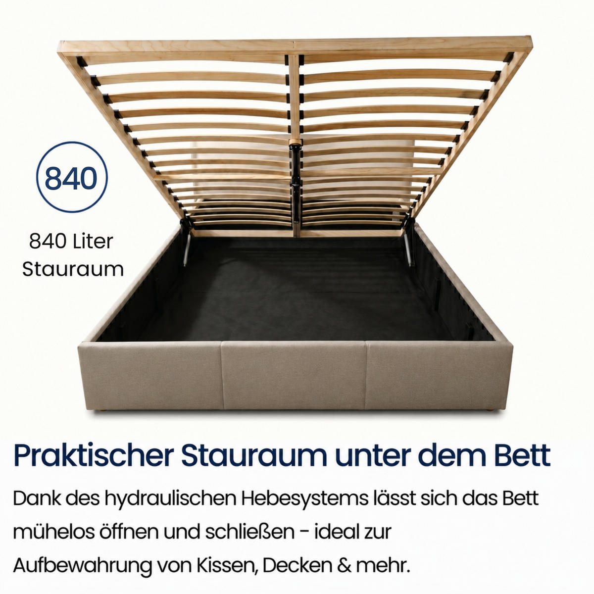 POLSTERBETT mit Stauraum 180x200 cm in Taupe - Taupe, Holzwerkstoff (180/200cm) - Home Collective