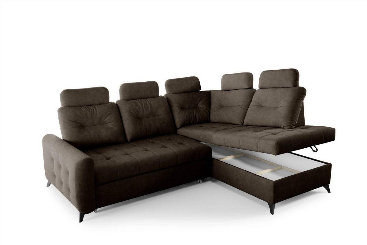 ECKSOFA Wendie - Dunkelbraun, Holzwerkstoff/Textil (250/200cm) - Fun Möbel