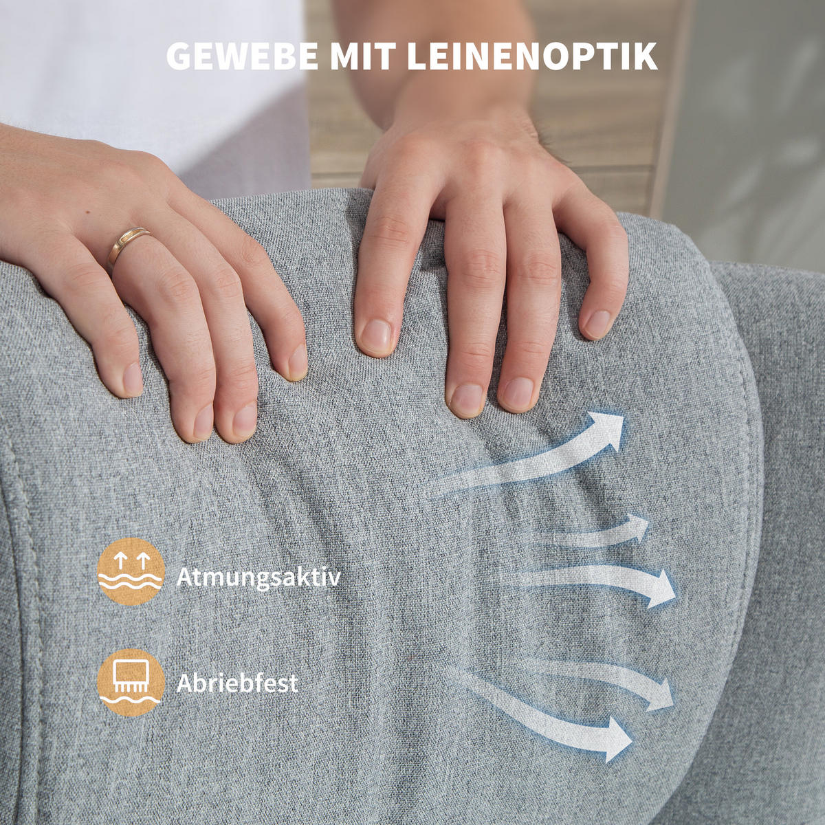 POLSTERSTUHL DE-07556 mit Fußhocker, drehbar und zurücklehnbar Grau - Grau, Metall (68/118/84cm) - ComfortXL