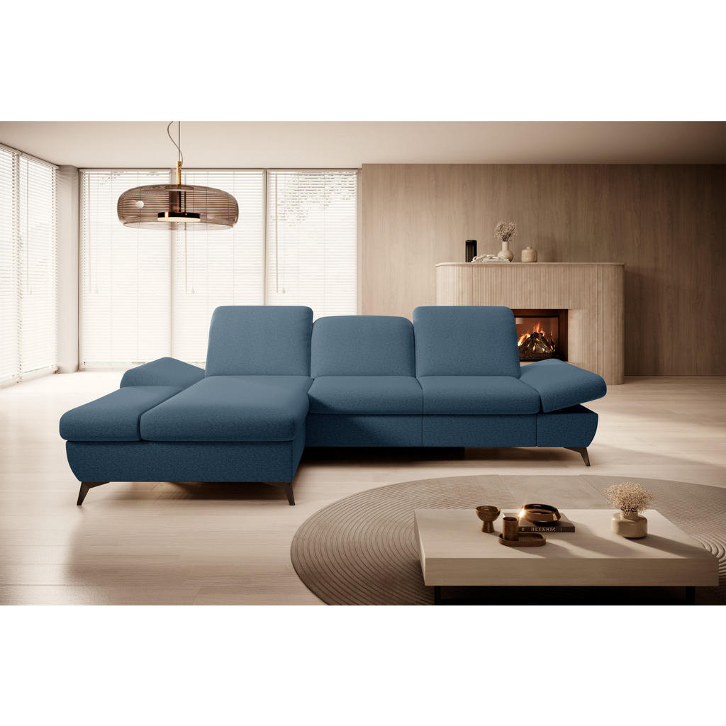 Thumbnail - Masseno Ecksofa, Dunkelblau, Holz, 4-Sitzer, L-Form,L-Form, 284x166 cm, Wohnzimmer, Sofas & Couches, Wohnlandschaften, E...
