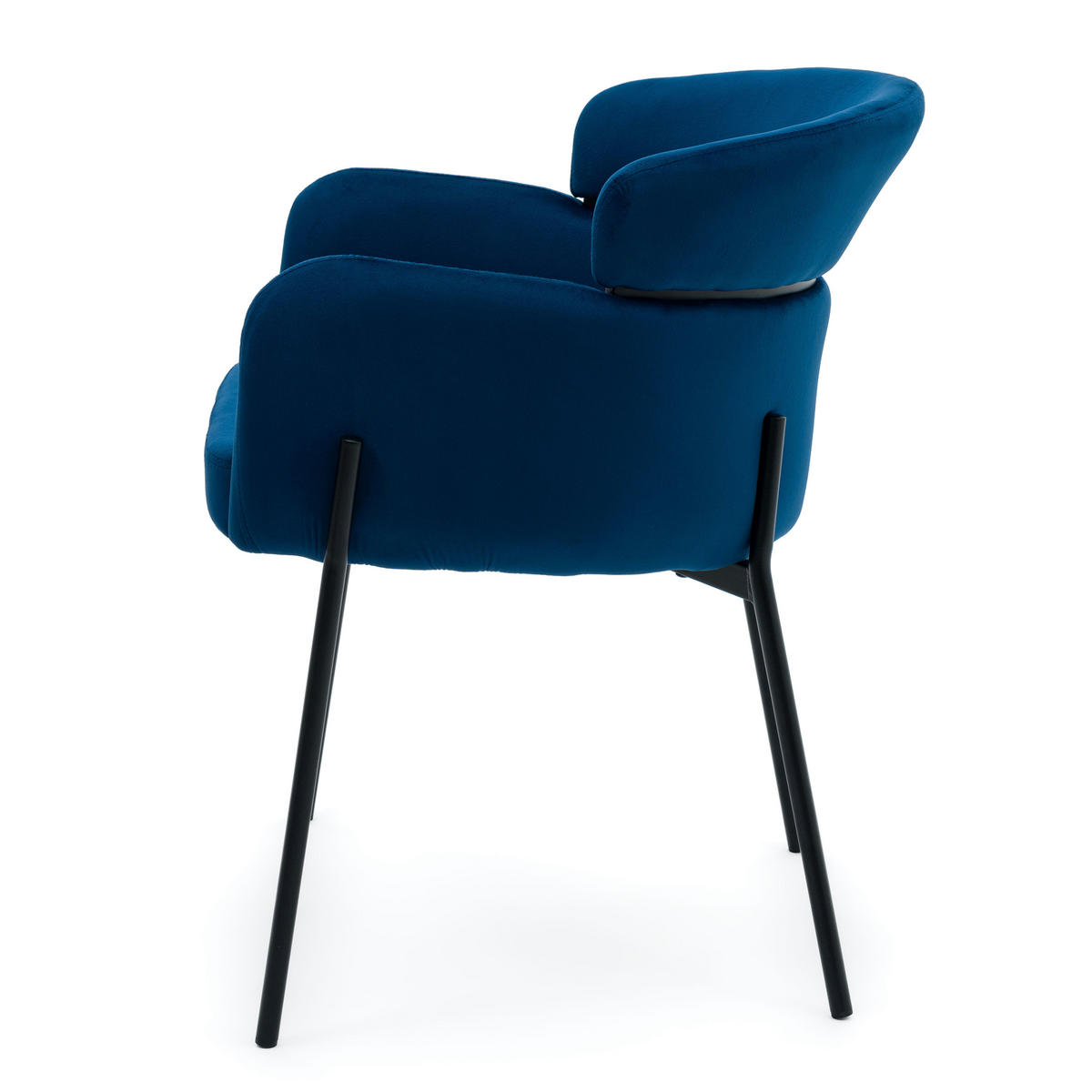 STUHL BOLZANO gepolsterter mit Steppung - dunkelblau - Samt Velour - Blau/Schwarz, Textil/Metall (62/80/61cm) - NEW HOME