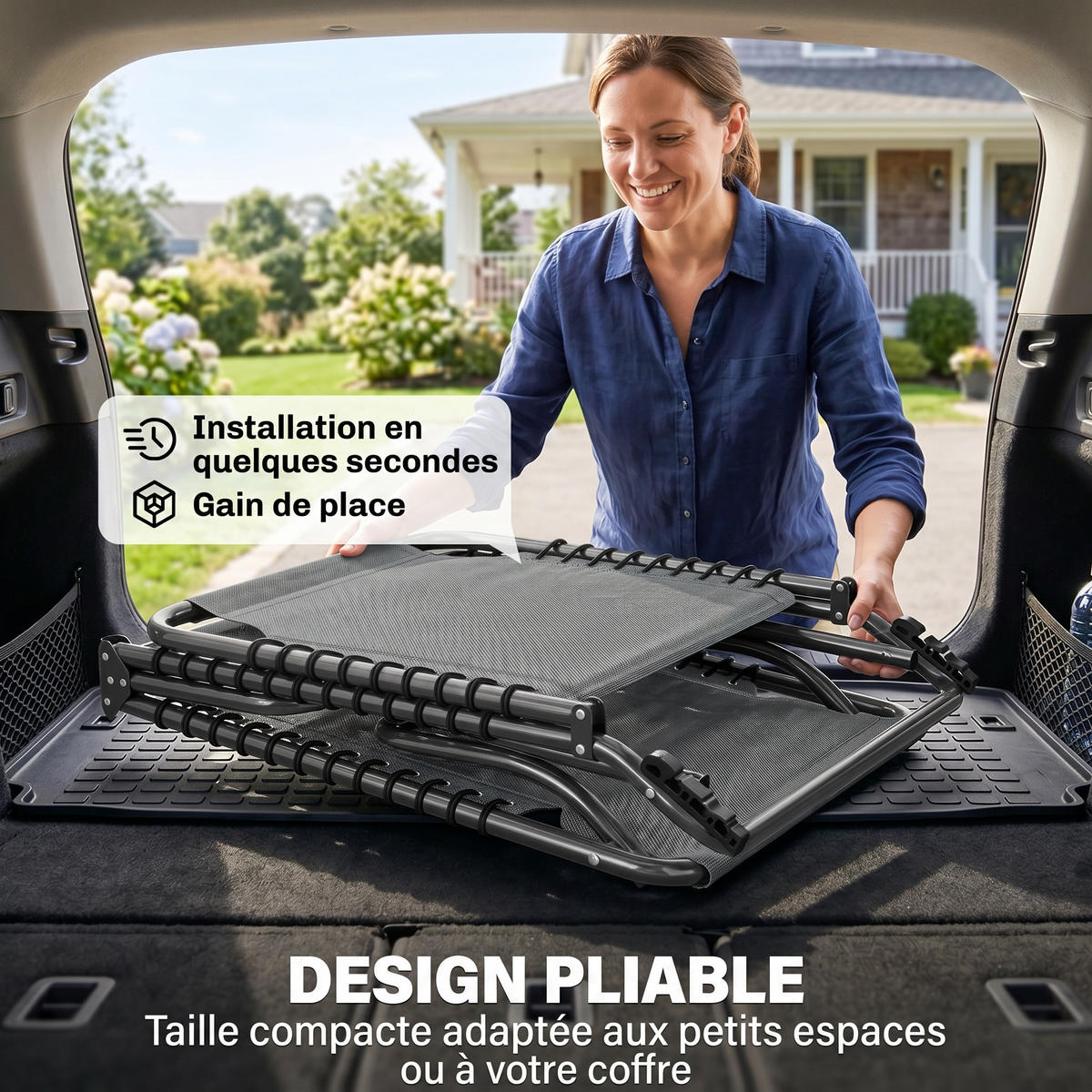 SONNENLIEGE DE-15704 mit elastischen Bändern Grau - Grau, Metall (58/30/189cm) - ComfortXL
