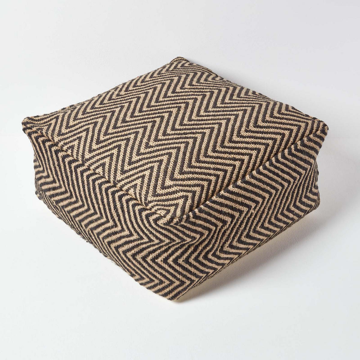 SITZPOUF Ethno Style mit Zickzack-Muster, 60/60/30 cm - Schwarz, Textil (60/30/60cm) - Homescapes