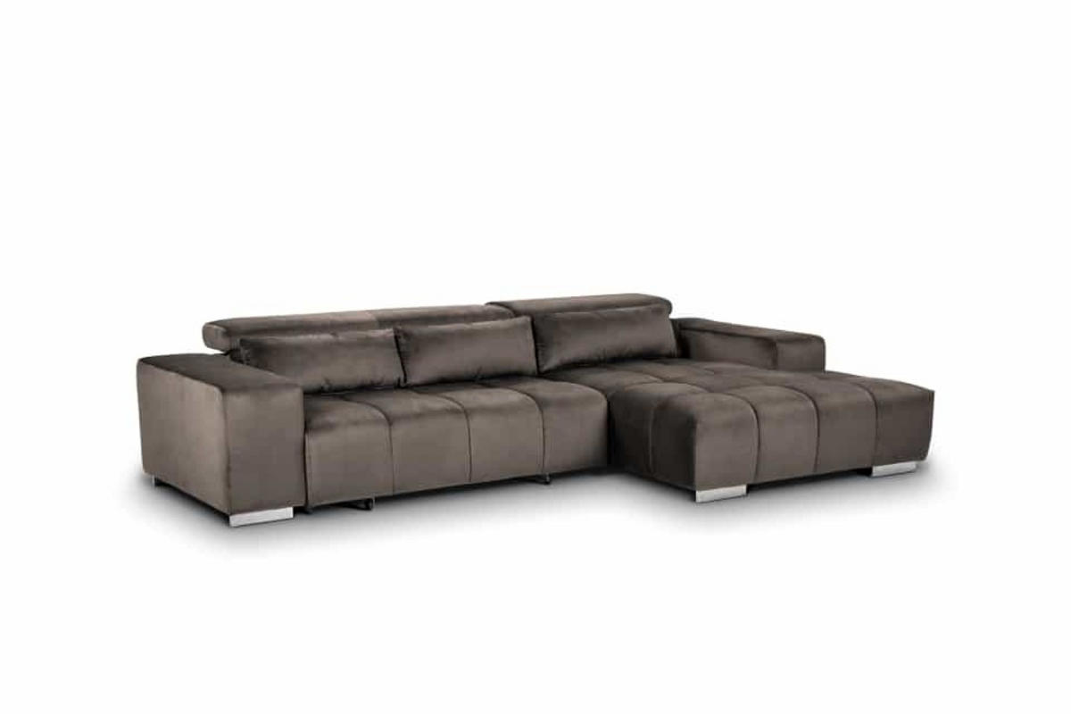 ECKSOFA mit elektrischem Sitzvorschub und verstellbaren Kopflehnen - Chromfarben/Silberfarben, Textil (186/307cm) - Cotta
