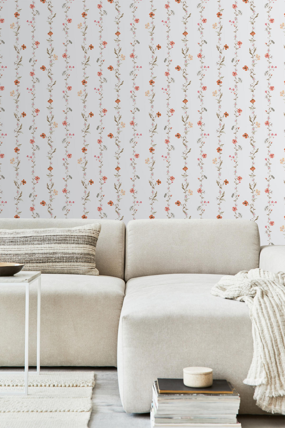 TAPETE Blumen 53 cm x 10 m - Orange, Papier (53/1000cm) - Sanders & Sanders