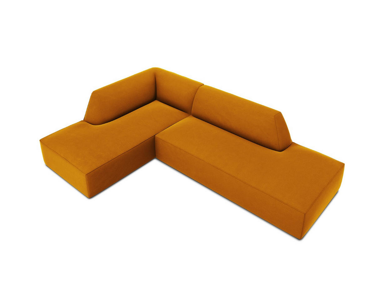 ECKSOFA links Ruby aus Samt gelb 4 Sitzplätze - Gelb, Textil (180/273cm) - Micadoni
