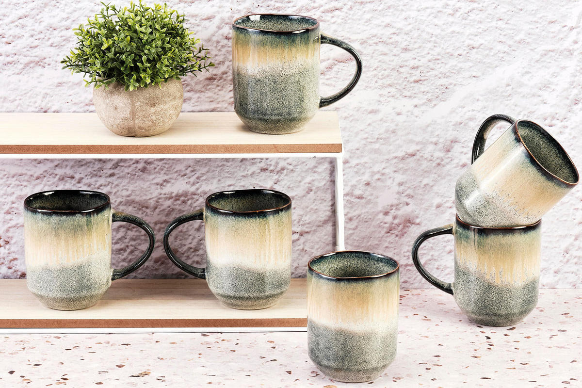 BECHER Genesis 400ml - 6er-Set - Erde - Grau, Keramik (0.4L) - Björn