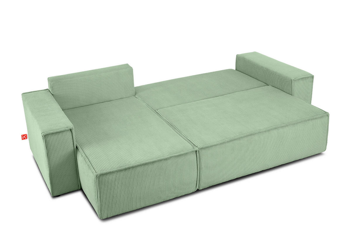 ECKSOFA-LINKS/RECHTS NAPI Schlaffunktion mit Cordbezug, mintfarben - Schwarz/Mintgrün, Textil (262/148cm) - KONSIMO®