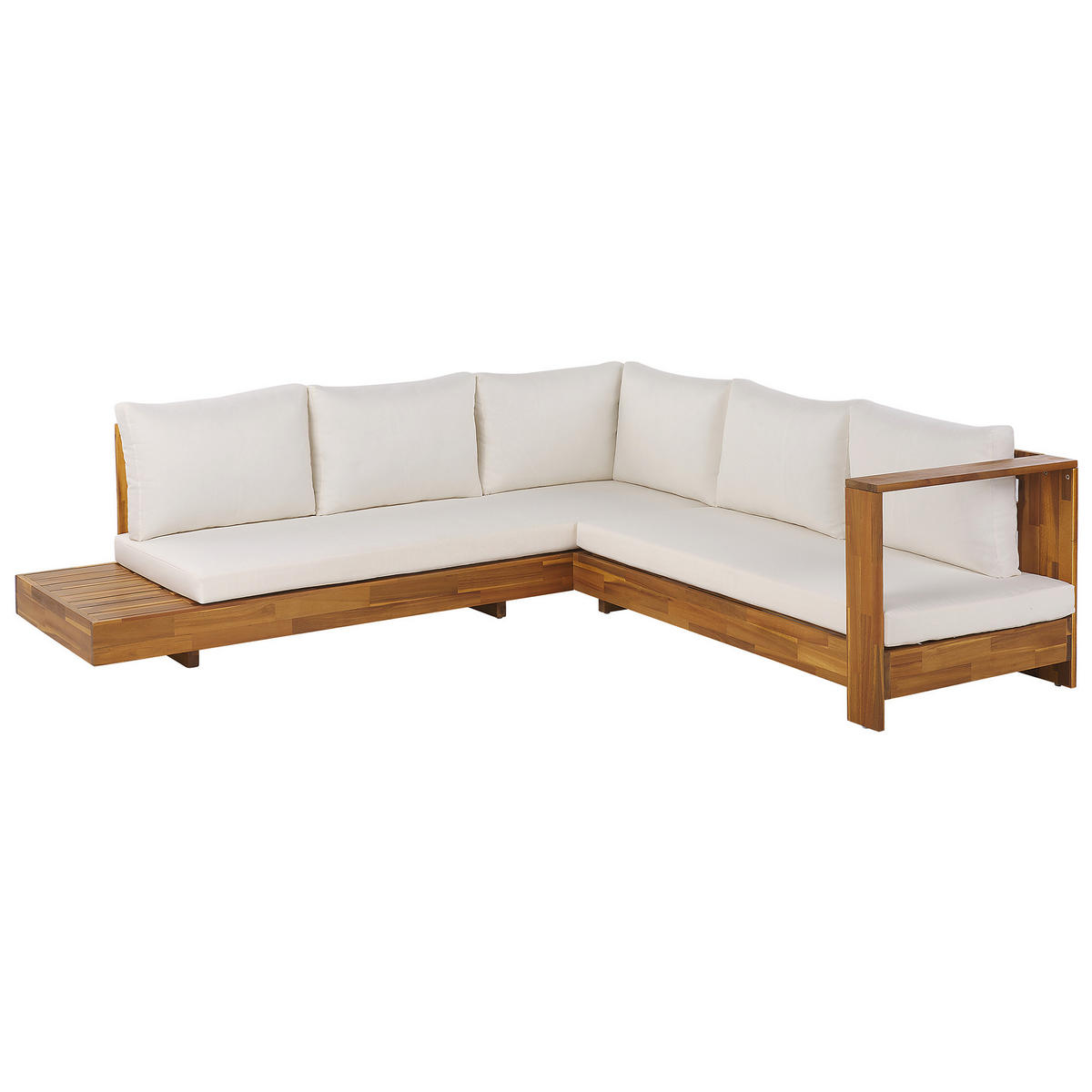 LOUNGE-SET 5-Sitzer Heller Holzfarbton Marettimo - Hellbraun/Weiß, Holz - Beliani