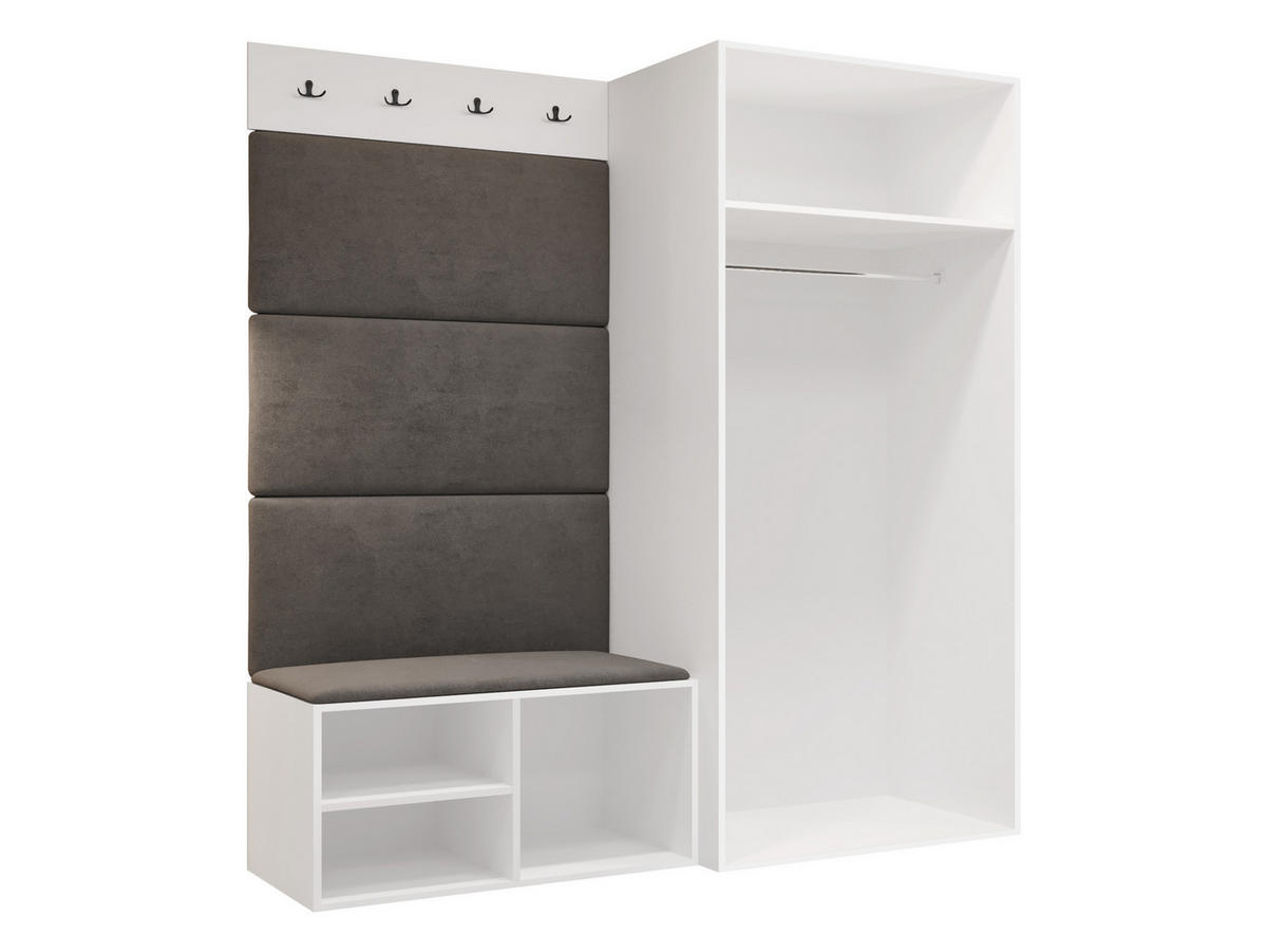 GARDEROBEN-SET Medi I - Hellrosa/Schwarz, Holzwerkstoff/Kunststoff (80/191/50cm) - MIRJAN24