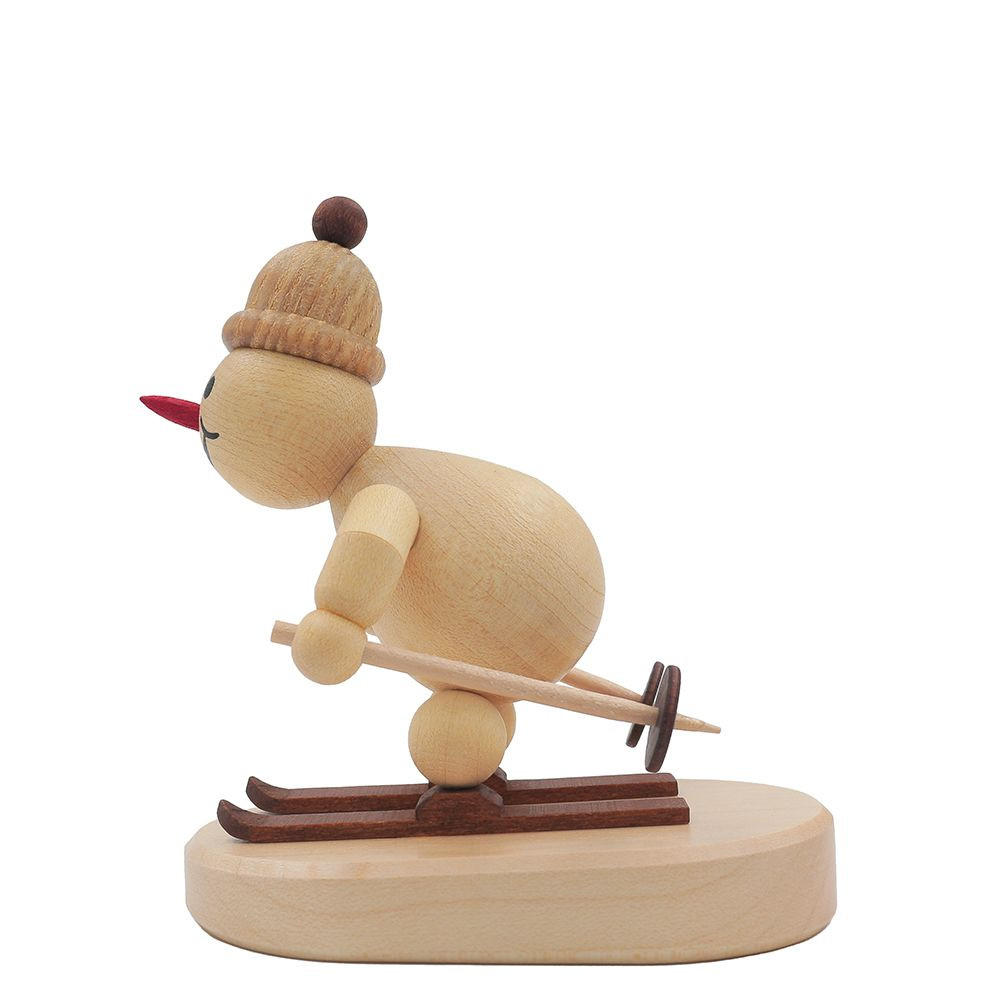 HOLZFIGUR Schneemann Junior Abfahrtsläufer auf Sockel 9 cm - Multicolor, Holz (5/1/0.1cm)