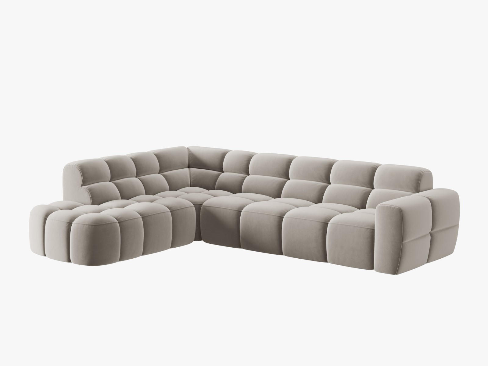 ECKSOFA links Lisa aus Samt leichtes beige 5 Sitzplätze - Creme, Textil (234/293cm) - Micadoni
