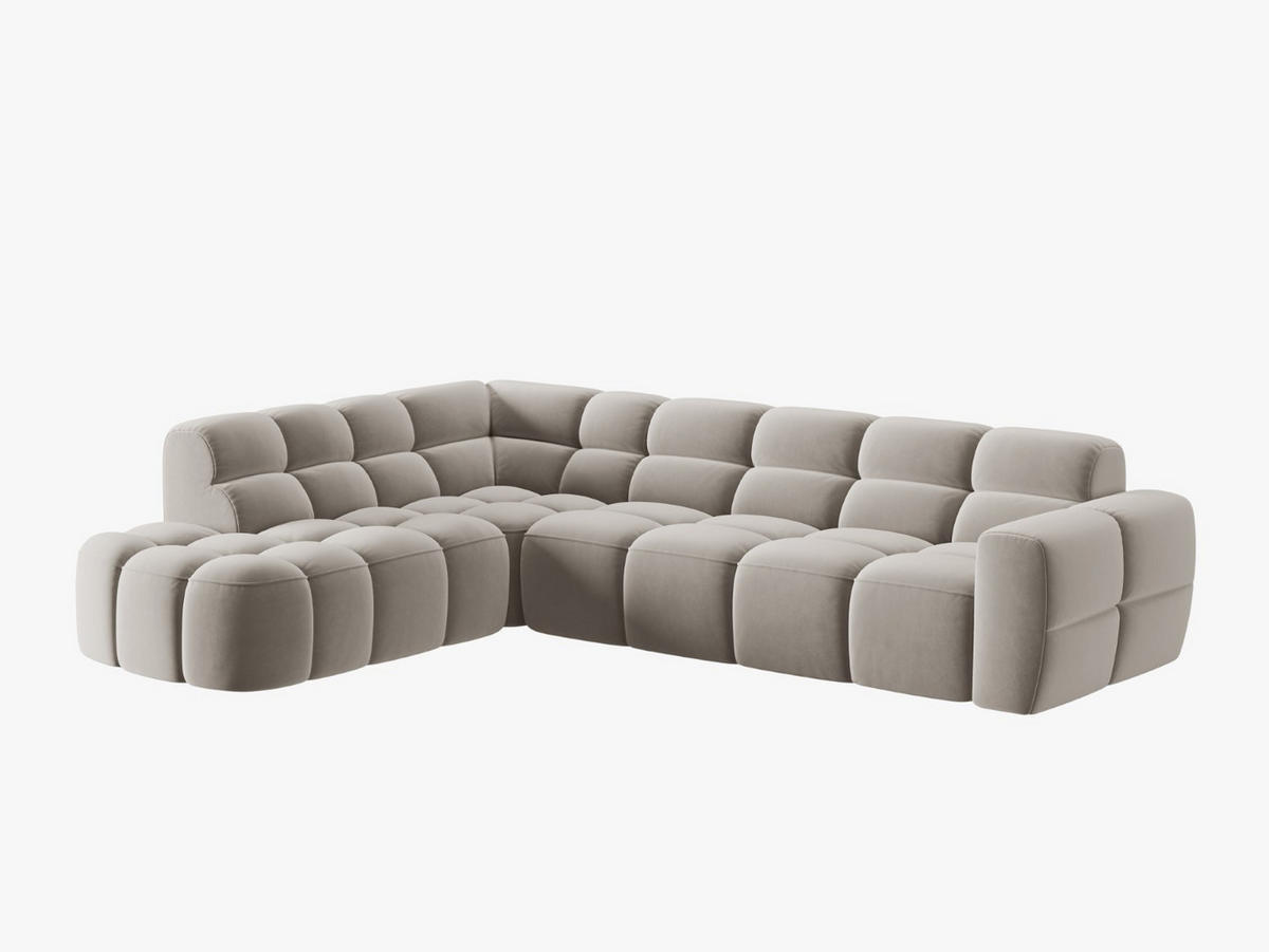 ECKSOFA links Lisa aus Samt leichtes beige 5 Sitzplätze - Creme, Textil (234/293cm) - Micadoni