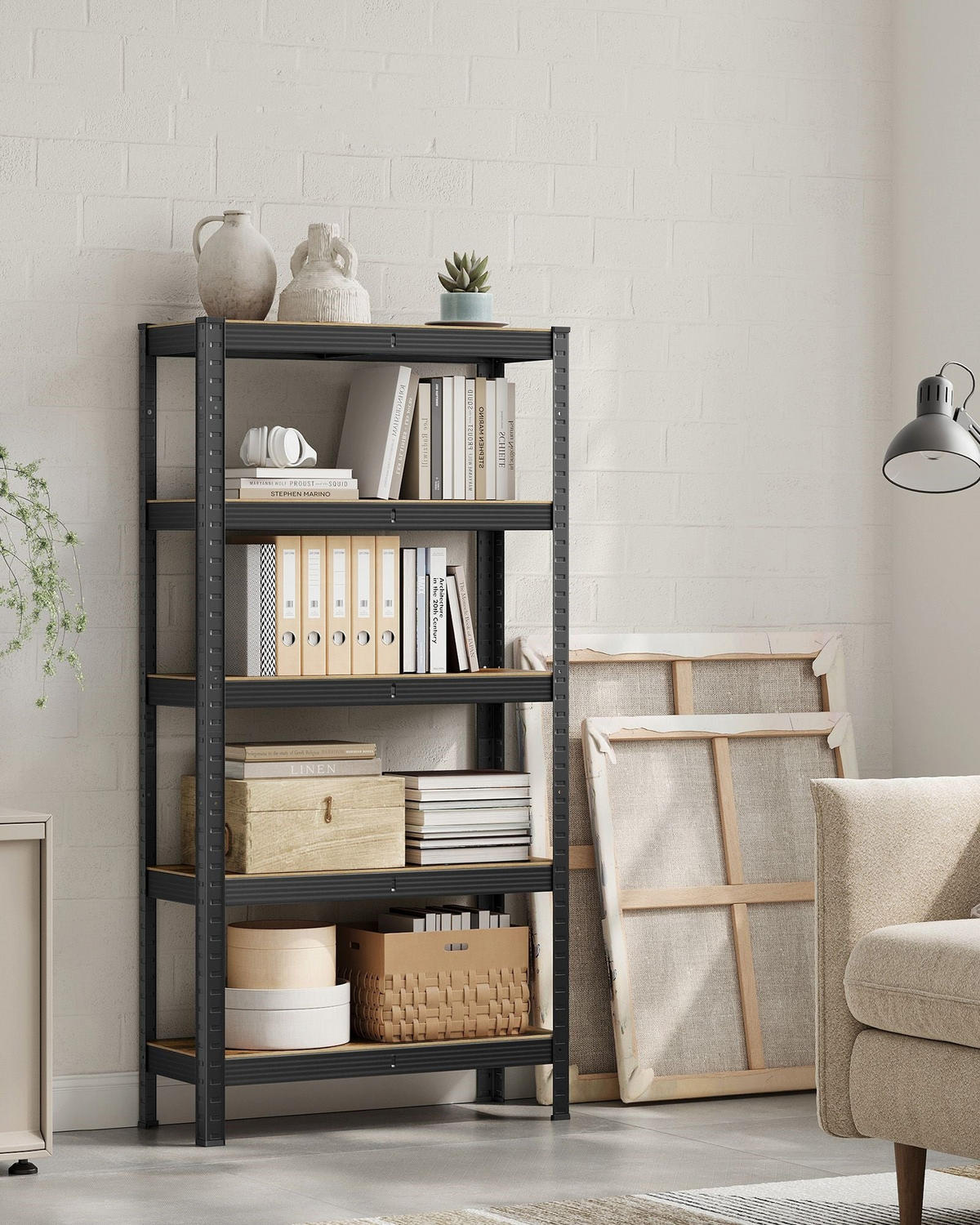 BÜCHERREGAL Luanda - Schwarz, Metall (30/150/75cm) - Hansiro