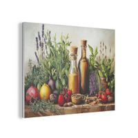 AKUSTIKPANEEL Stilleben - Kräuter - Gewürze - Früchte - Farbenfroh 80x60 cm - Grün, Textil (80/0.9/60cm) - MuchoWow