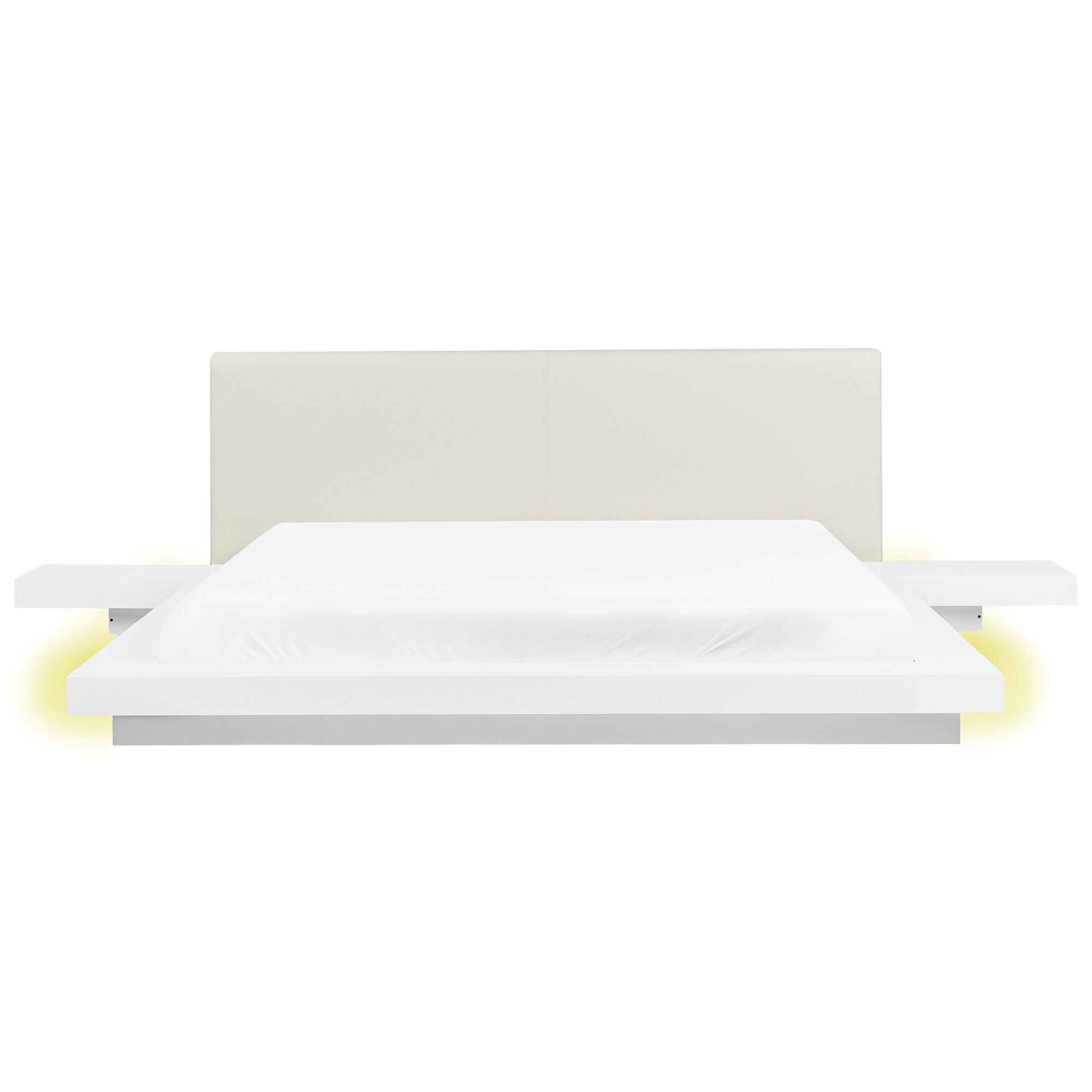 BETT mit LED 180x200 cm Weiß Zen - Weiß, Holzwerkstoff (180/200cm) - Beliani