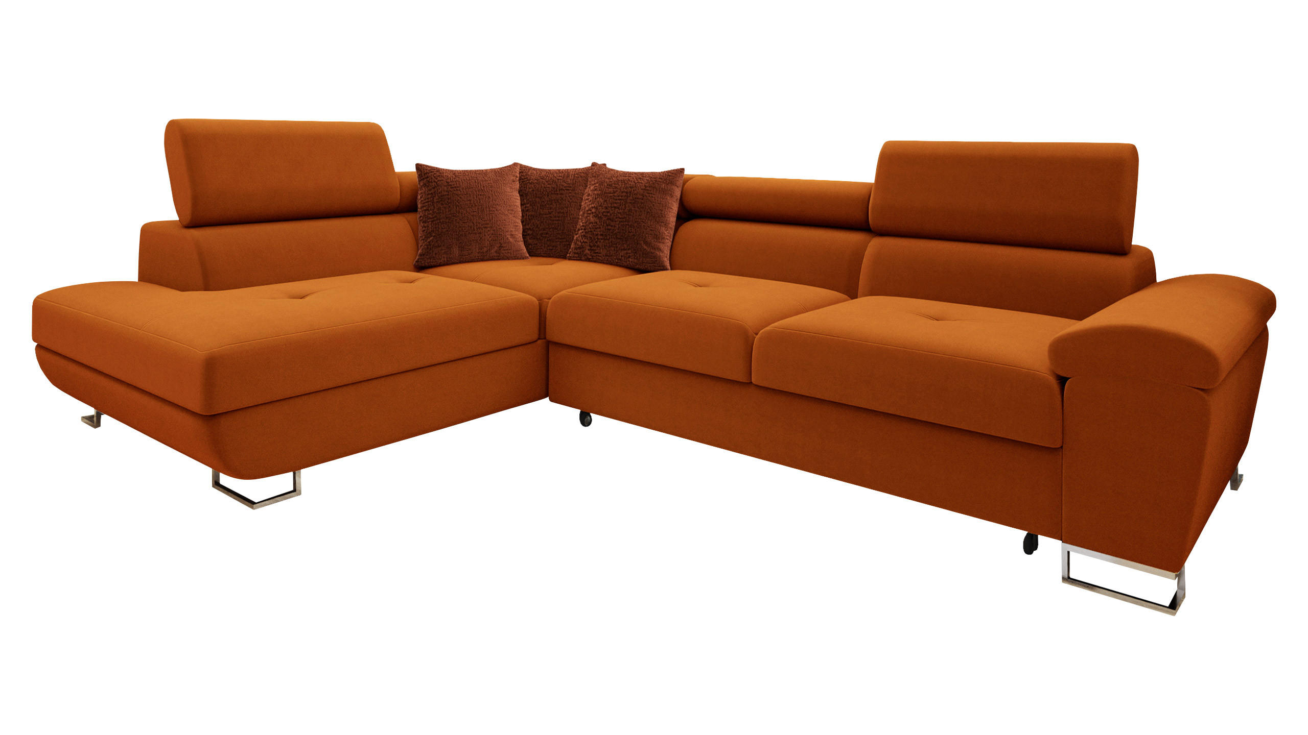 ECKSOFA Cotere Premium, Seite: Links - Orange, Holz/Textil (270/202cm) - MIRJAN24
