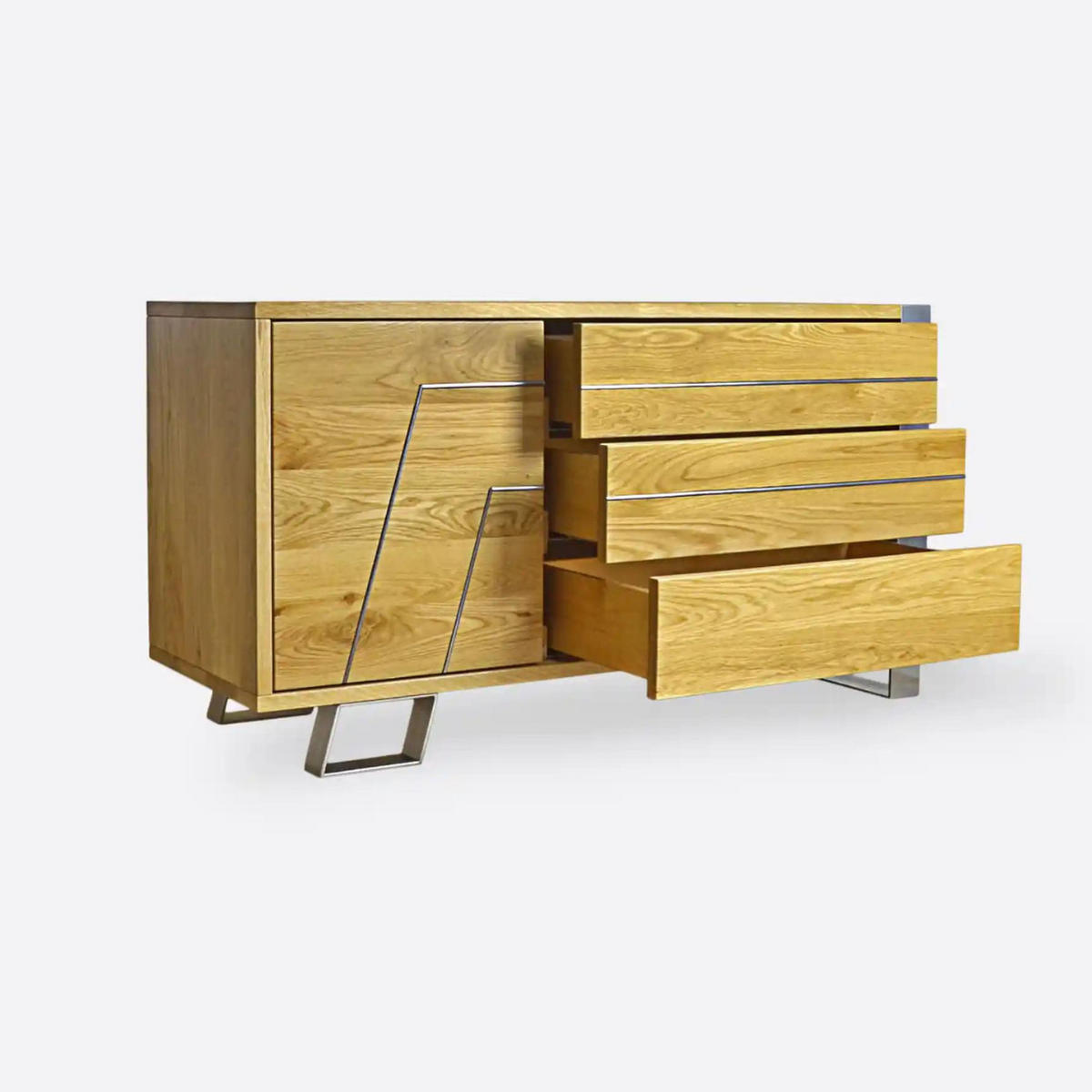 FERNSEHSCHRANK auf Metallbeinen Industrie Look BORA - Eichefarben, Holz (130/60/40cm) - Rawood Furniture