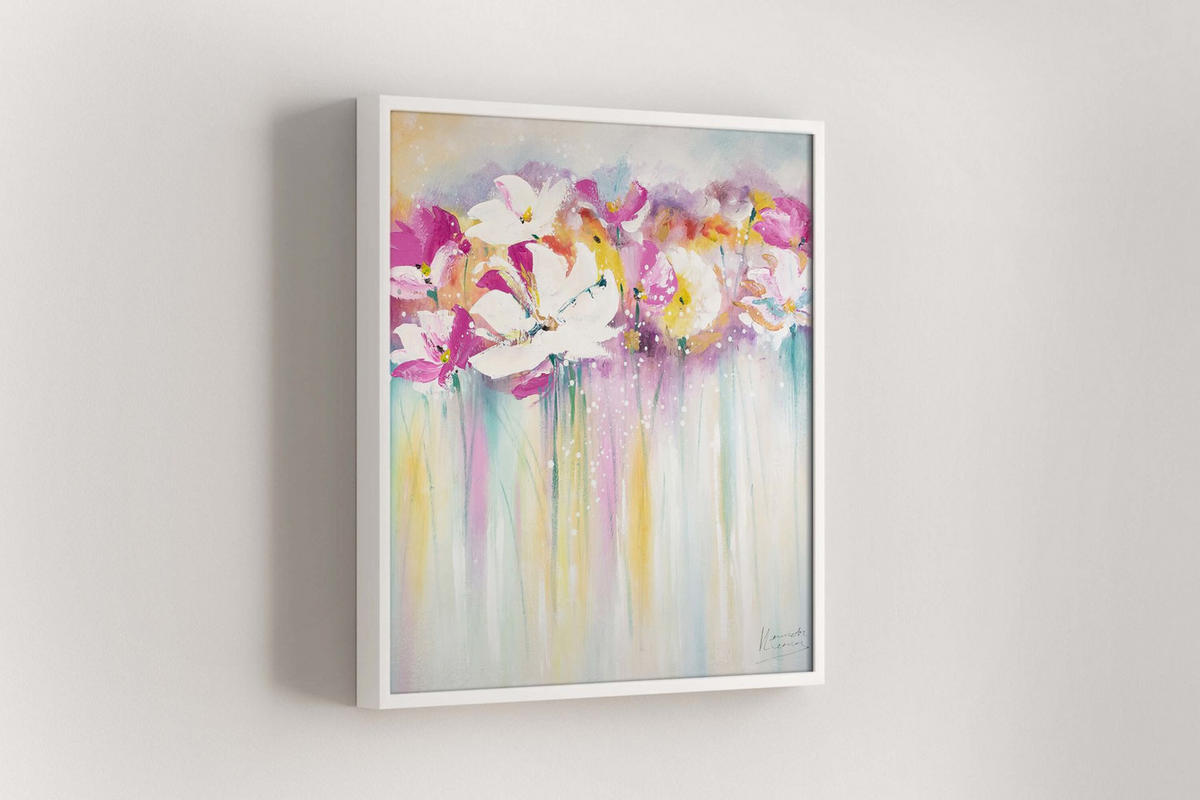 ÖLGEMÄLDE 80/80 cm - Pink/Weiß, Holz/Textil (80/80cm) - KUNSTLOFT
