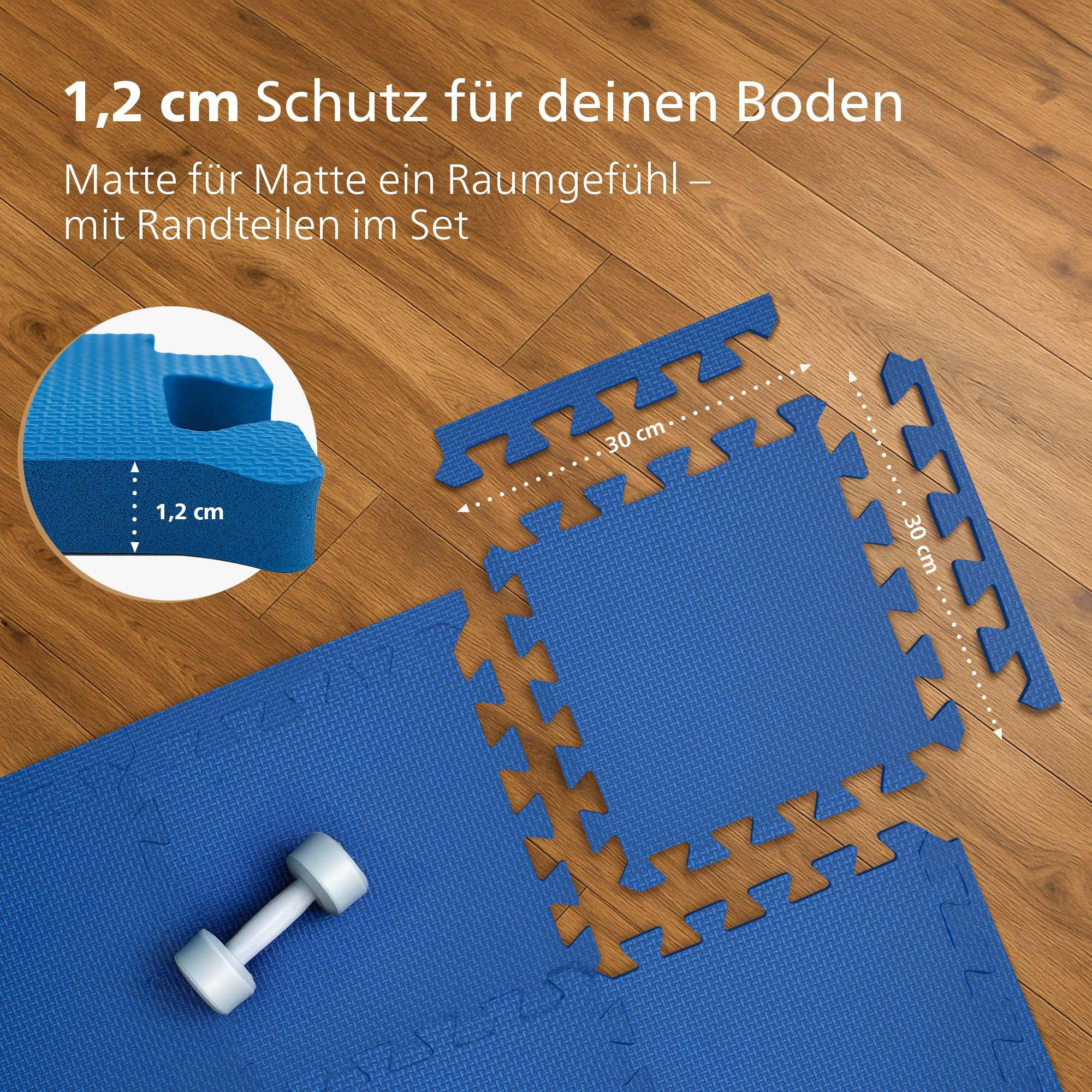 BODENSCHUTZMATTE 24er-Set Blau - Blau, Kunststoff (30/30cm) - CLP