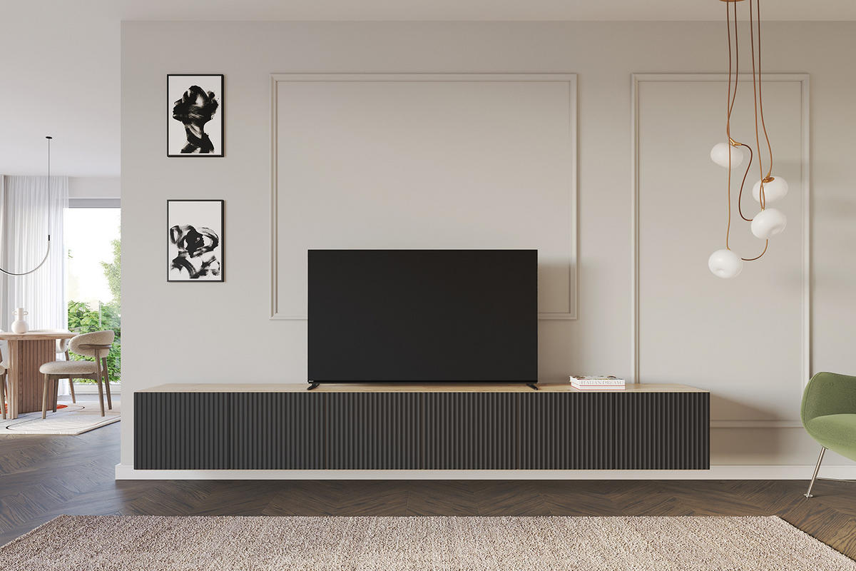 LOWBOARD NOA-2-W 3x100x40x41 cm - Artisan / Schwarz - Schwarz, Holzwerkstoff (300/40/41cm) - ALTDECOR