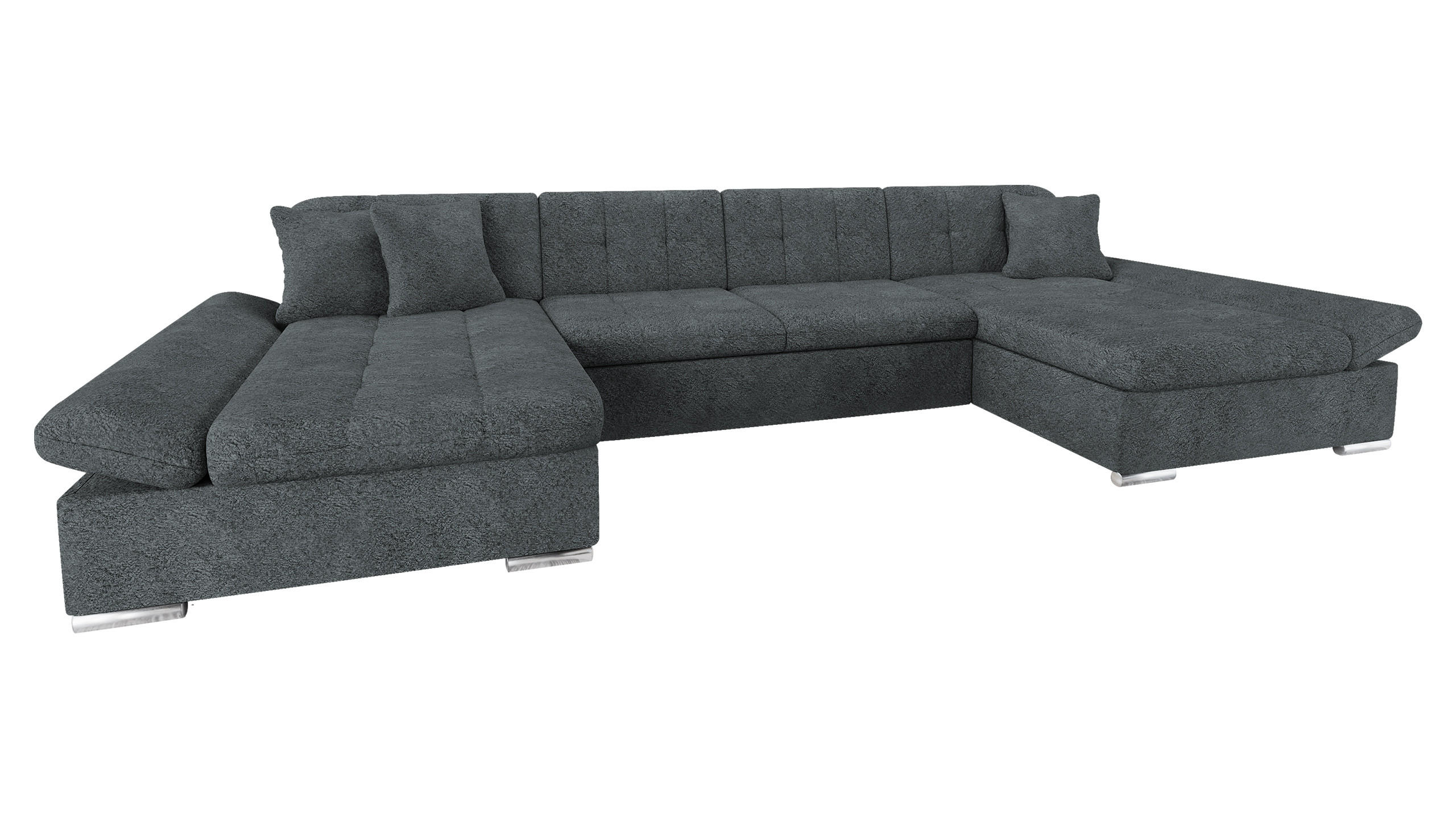 WOHNLANDSCHAFTEN Alia - Graphitfarben/Grau, Holz/Textil (360/75/160cm) - MIRJAN24