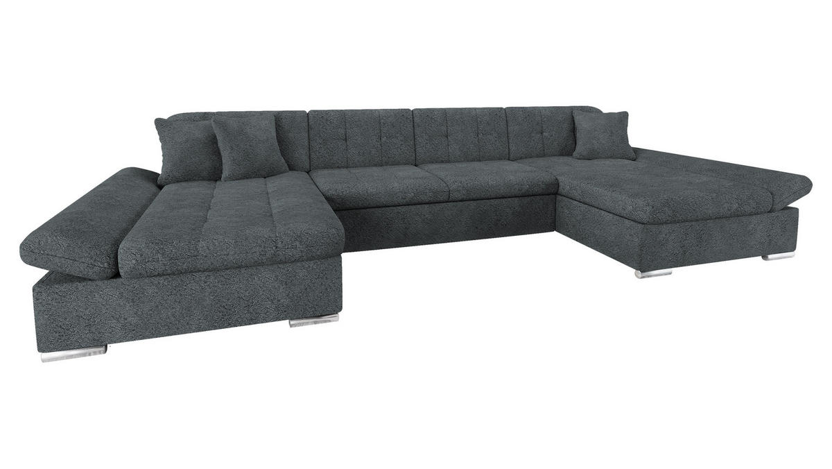 WOHNLANDSCHAFTEN Alia - Graphitfarben/Grau, Holz/Textil (360/75/160cm) - MIRJAN24