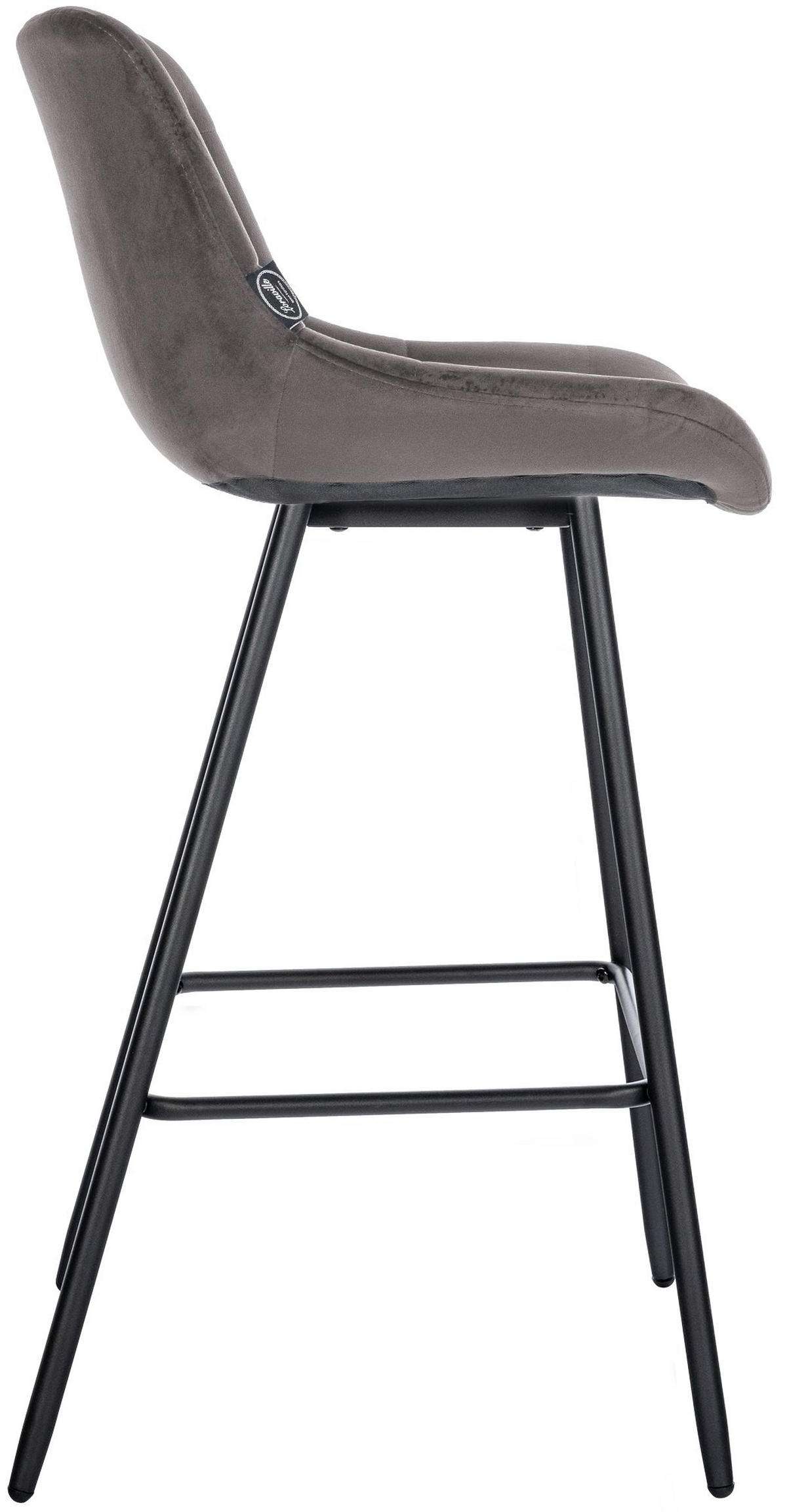 BARHOCKER Samt grau - Schwarz/Grau, Textil/Metall (49/104/56cm) - CLP