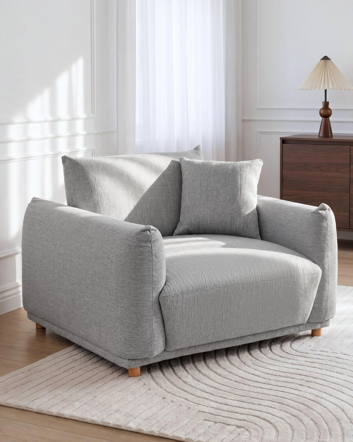 SESSEL Stoff Hellgrau Jubek - Hellbraun, Textil (120/81/104cm) - Beliani
