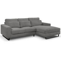 SOFA grau Cord 276 cm, Ecksofa 4-Sitzer, L-Sofa Ottomane rechts - Schwarz/Grau, Holz/Textil (276/183cm) - Inn.Furn