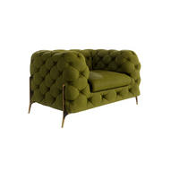 CHESTERFIELD-SESSEL Lexi Olive Samt - Goldfarben/Olivgrün, Holz/Textil (125/75/100cm) - S-Style Möbel