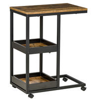 BEISTELLTISCH - Braun, Metall (51/33/66cm) - HOMCOM