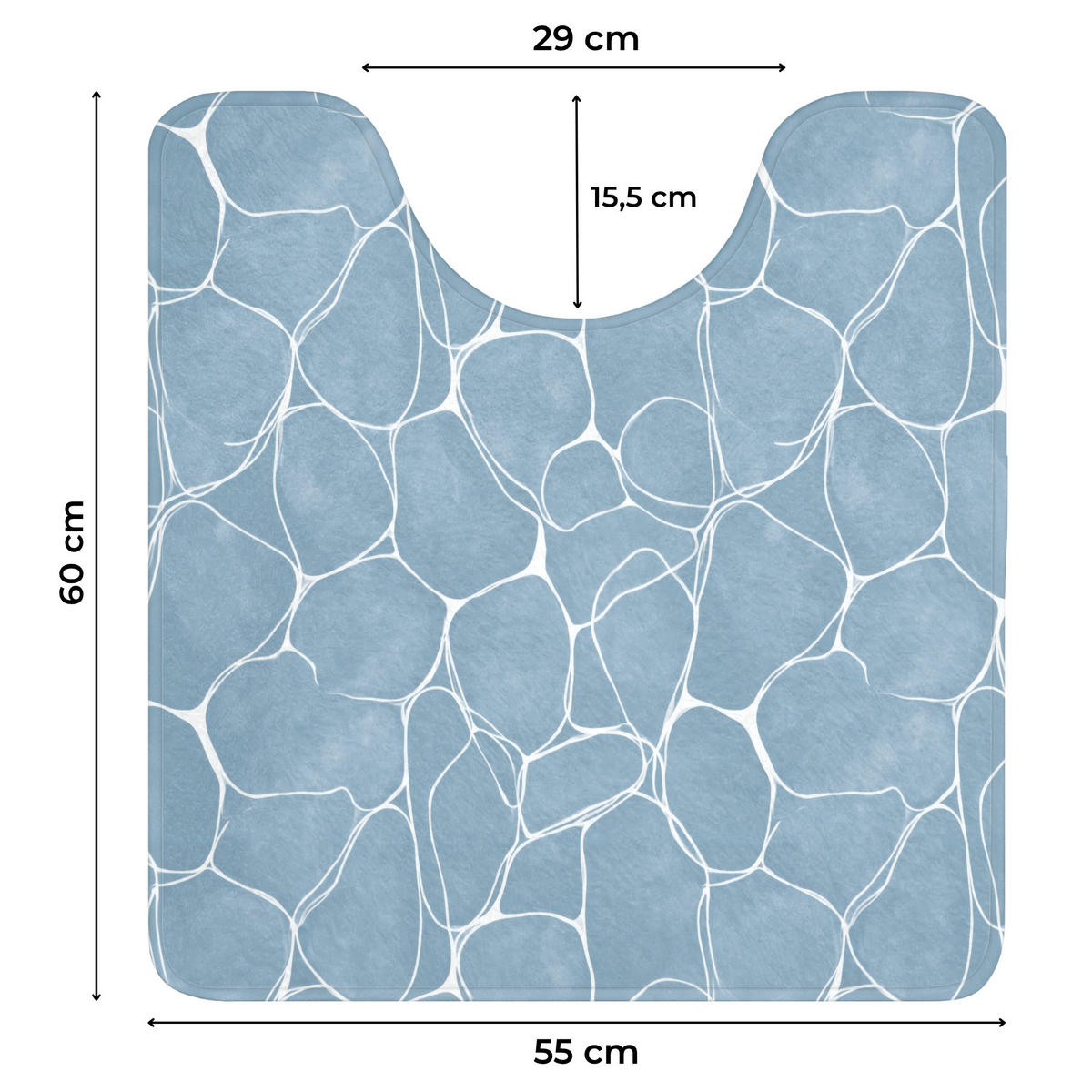 WC PŘEDLOŽKA Organic - vzor - modrá 55x60 cm - světle modrá, textil/plast (55/1cm) - OnlyWow