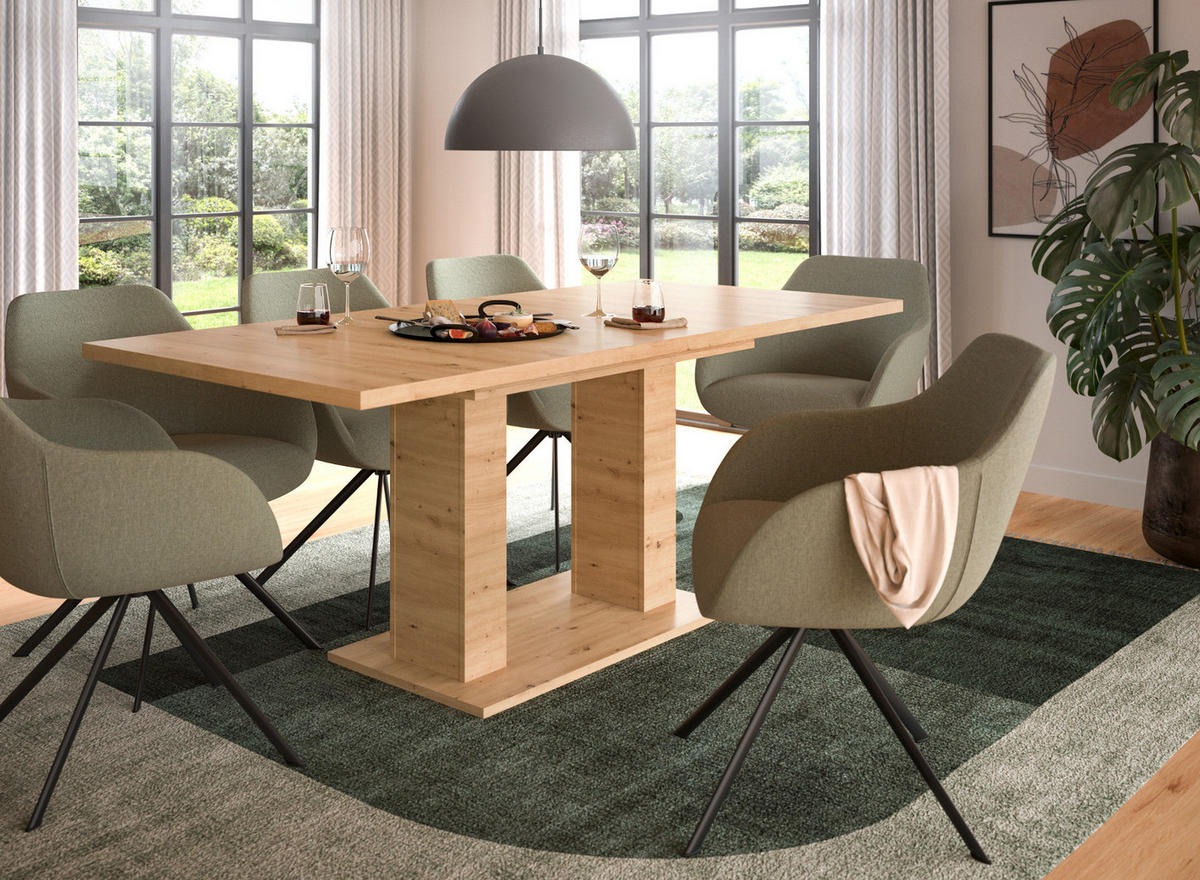 ESSTISCH Eiche Artisan, Küchentisch ausziehbar 150 - 190 cm - Eiche Artisan, Holzwerkstoff/Metall (150/90/76cm) - Inn.Furn