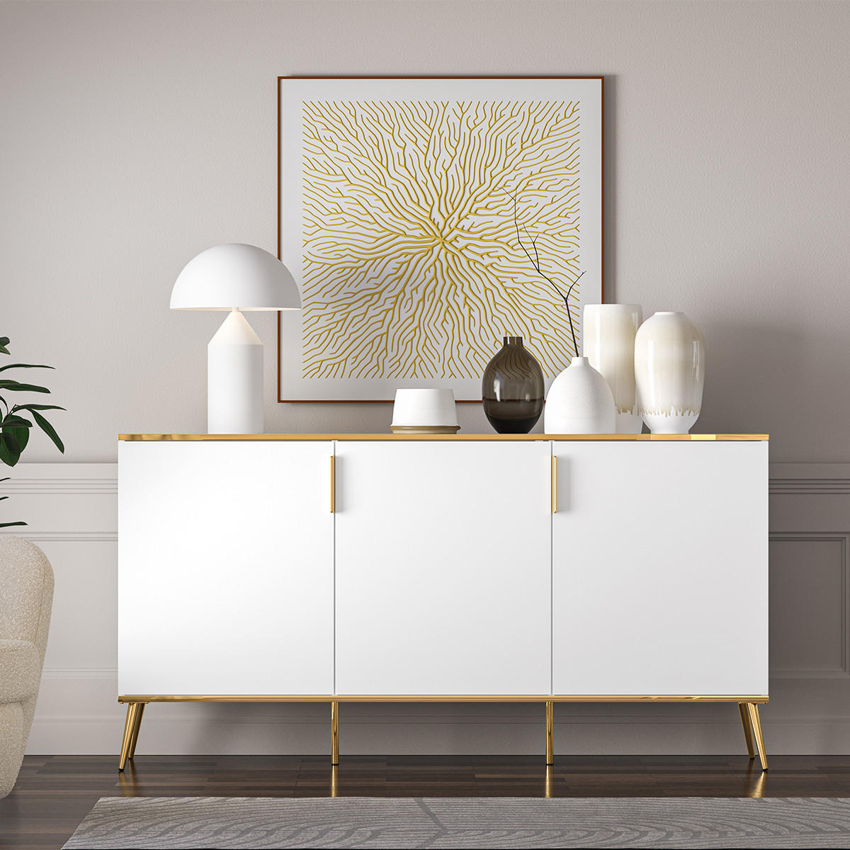 SIDEBOARD Zora Weiß - Weiß, Holzwerkstoff (170/88/40cm) - Petits-meubles