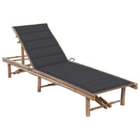GARTEN-SONNENLIEGE mit Auflage Bambus - Anthrazit, Holz (65/87/200cm) - furnicato