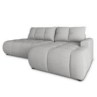 ECKSOFA FLUMA CL R-S Hellgrau Samtstoff mit Schlaffunktion - Hellgrau, Holzwerkstoff/Textil (279/158cm) - MASSENO