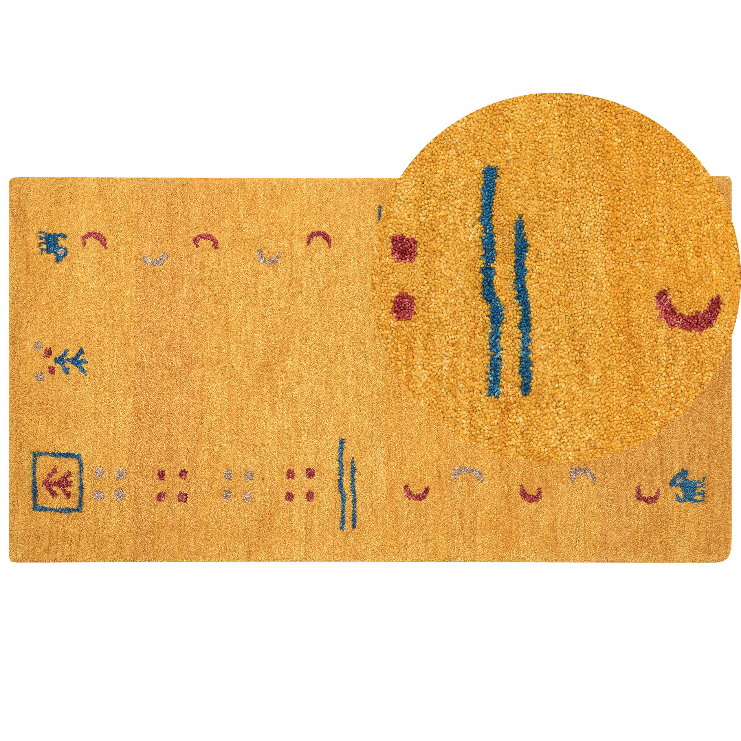 KURZFLOR-GABBEH Akalan 150/80 cm - Gelb, Textil (80/150cm) - Beliani