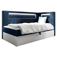 BOXBETT Gold Junior 3, Seite zum Öffnen des Bettkastens: Rechts - Blau/Weiß, Holz (90/200cm) - MIRJAN24