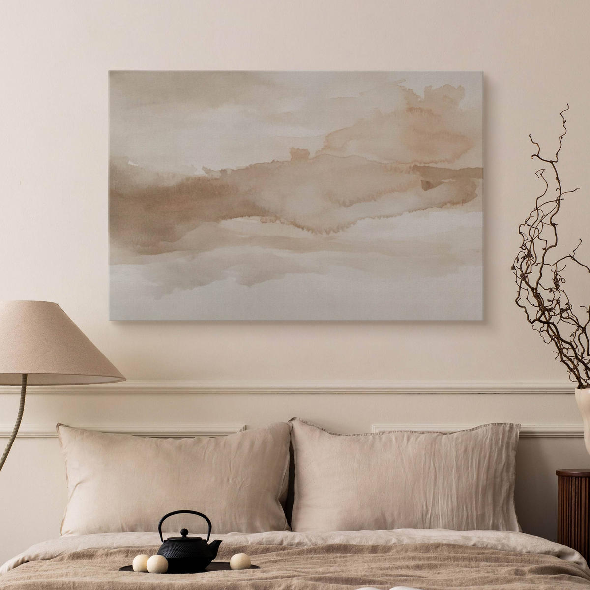 LEINWANDBILD Moderne Kunst Abstraktion 120/80 cm - Beige/Braun, Textil (120/80cm) - Muralo