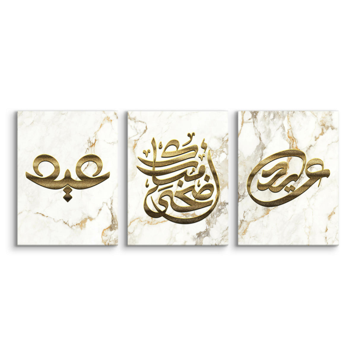 LEINWANDBILDER 3-es Set Marmor Symbole - Beige/Weiß, Textil (90/40cm) - Muralo