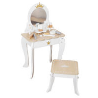 SPIELZEUG Schminktisch W08H206 weiß Holz, Spiegel, Bürste, Föhn, Haargummis, Zubehör, Kinderzimmer - Weiß, Holz (29/86/48cm) - Moni