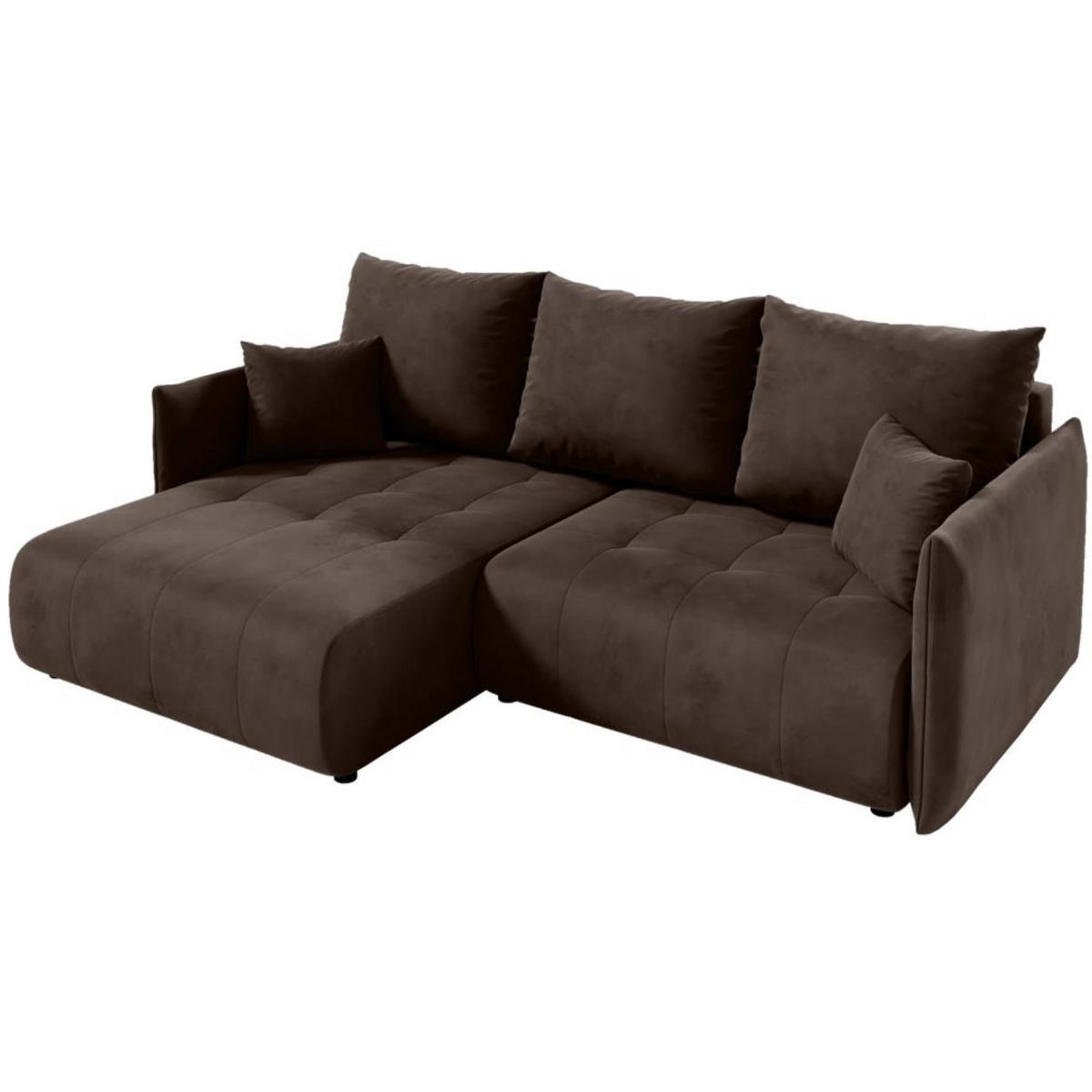 ECKSCHLAFSOFA Henry Mini braun links - Schwarz/Braun, Kunststoff/Textil (221/153cm) - Beautysofa