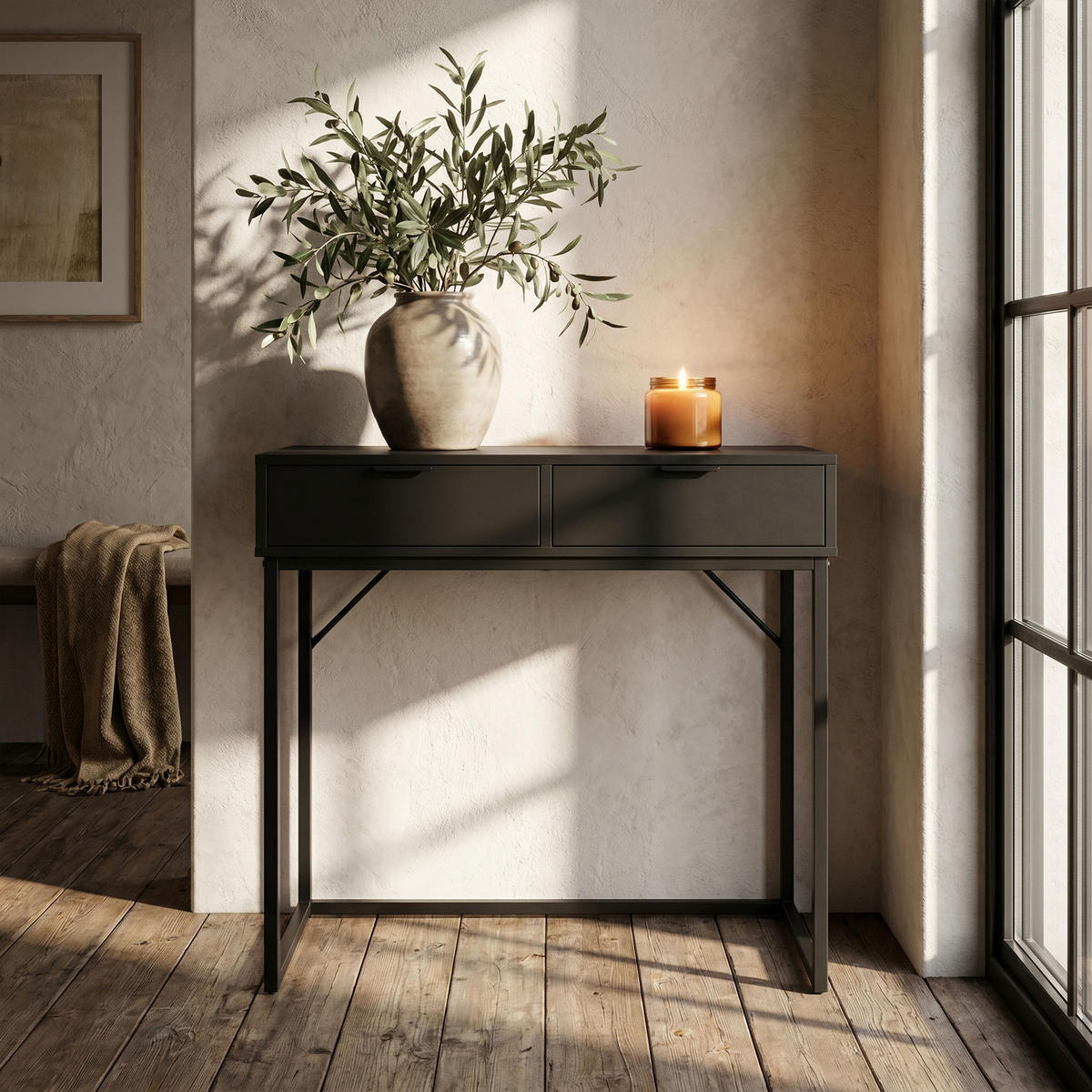 KONSOLENTISCH ELANO 80 cm Schwarz - Schwarz, Holzwerkstoff (35/80/80cm) - Akord