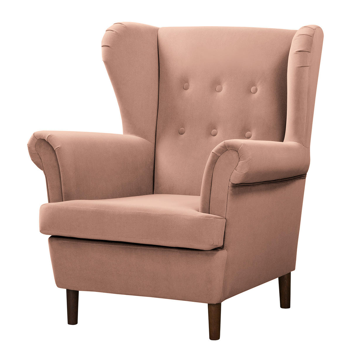 OHRENSESSEL - Dunkelbraun/Rosa, Textil (85/101/89cm) - home24