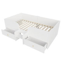 KINDERBETT aus Sperrholz und MDF 90x200 cm Weiß mit Schubladen und Sicherheitsleiter - Weiß, Holzwerkstoff (90/200cm) - Modfu